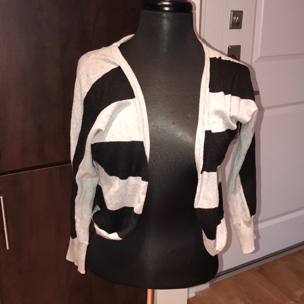 Forever 21 Black & Gray Striped Cardigan
